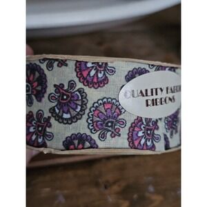 Vintage Purple 7 Feet Novelty Uncut Fabric Ribbon 1" 3/8 Width Retro Hippie Fun